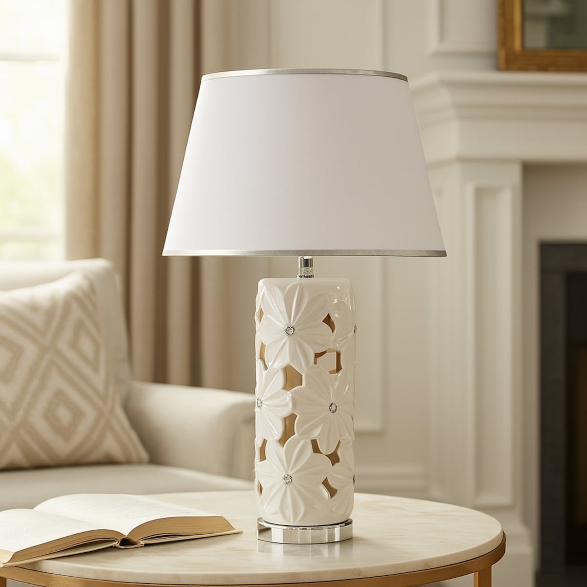 Lampa Stołowa Filonki z motywem kwiatowym