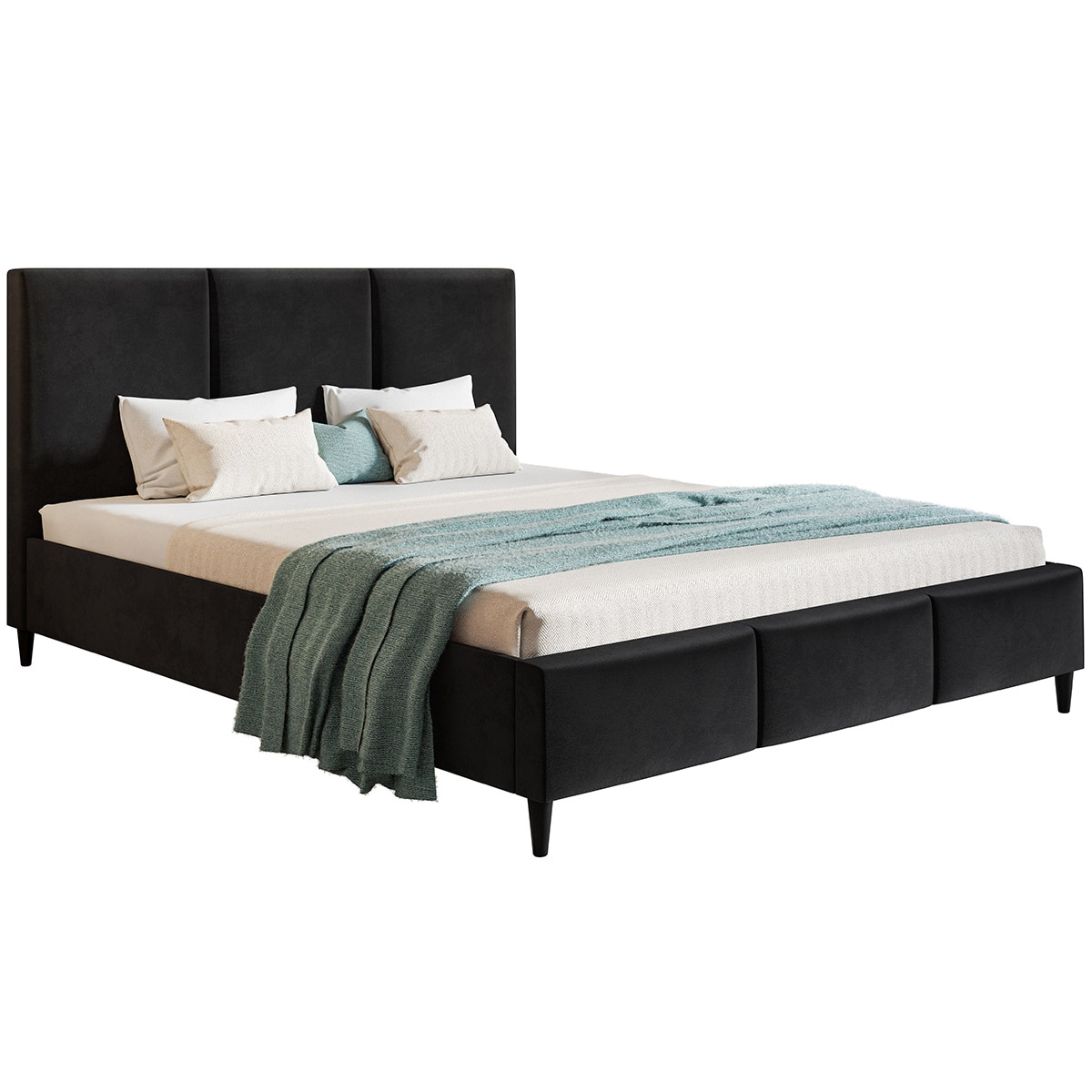 Łóżko tapicerowane 160x200 LUXO 7 do sypialni, tkanina kronos 07 -czarne