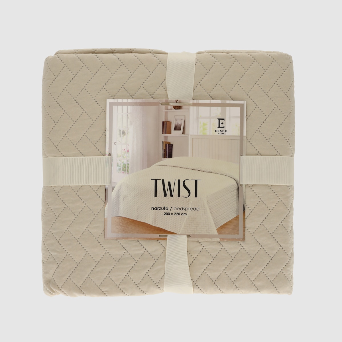 Jednokolorowa narzuta na łóżko z wytłoczonym wzorem Twist 200x220 cm