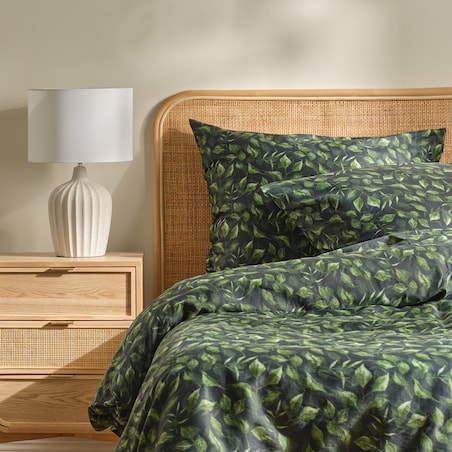 Pościel z bawełny satynowej Tavelia 200x220 cm z motywem liściastym
