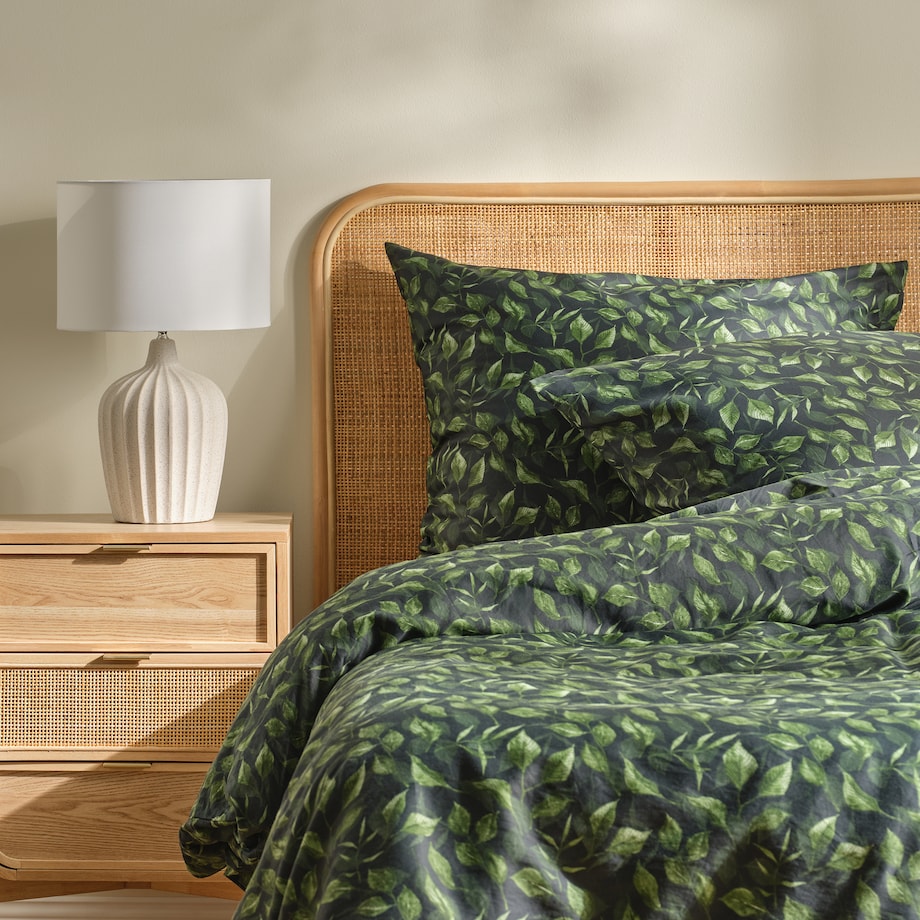 Pościel z bawełny satynowej Tavelia 200x220 cm z motywem liściastym