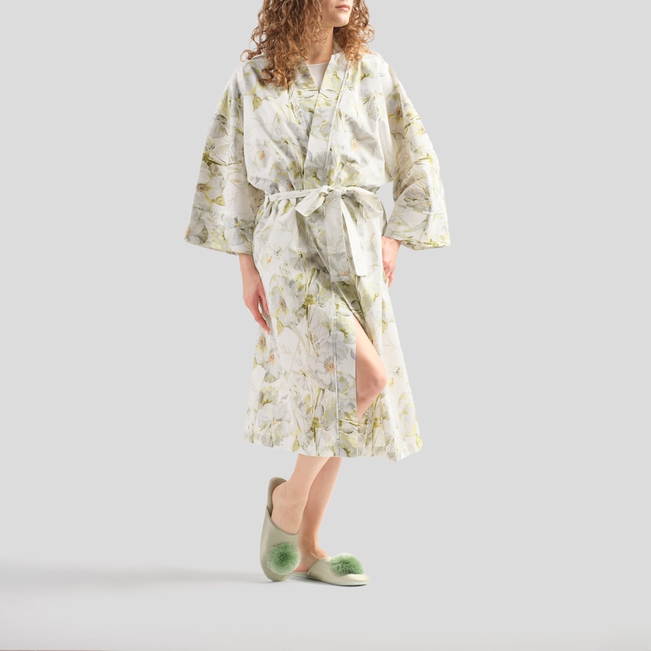 Szlafrok Z Bawełny Flornett z motywem kwiatowym