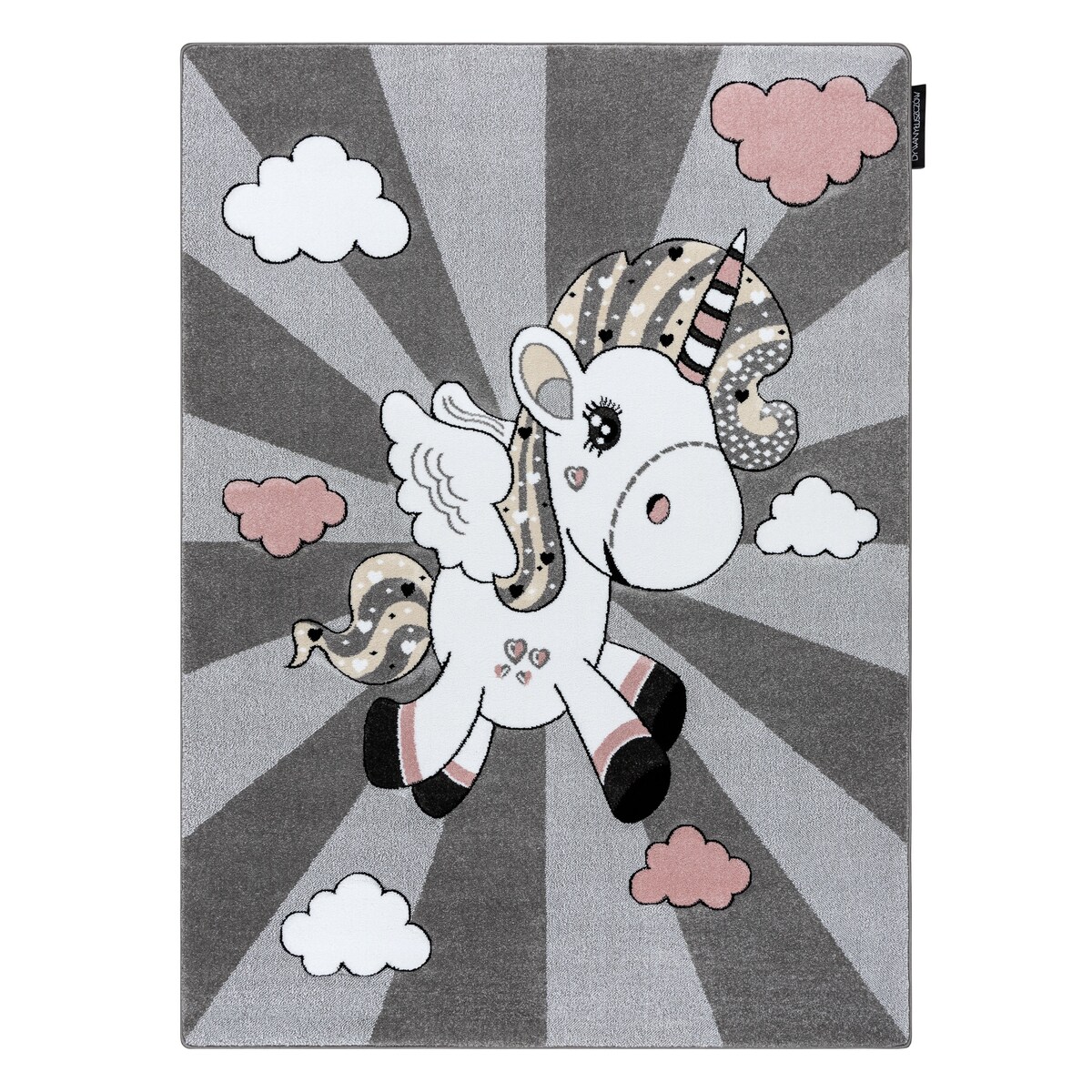 Dywan PETIT UNICORN JEDNOROŻEC szary 120x170 cm