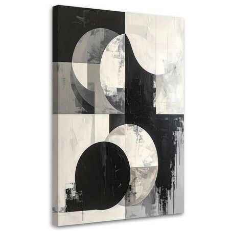 Obraz do salonu sypialni biura, Abstrakcja koła czarno biały