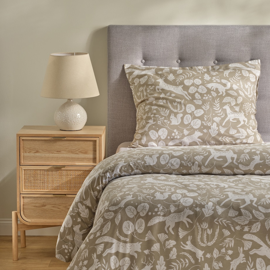 Pościel z bawełny satynowej Misne 140x200 cm z motywem zwierząt leśnych