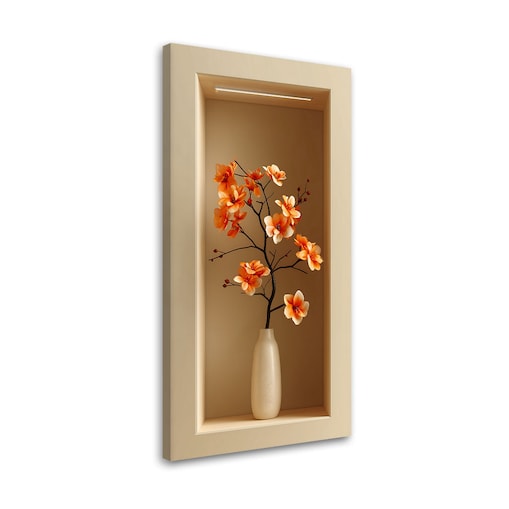 Obraz nowoczesny do salonu sypialni, Kwiaty rośłiny w wazonie we wnęce 40x80