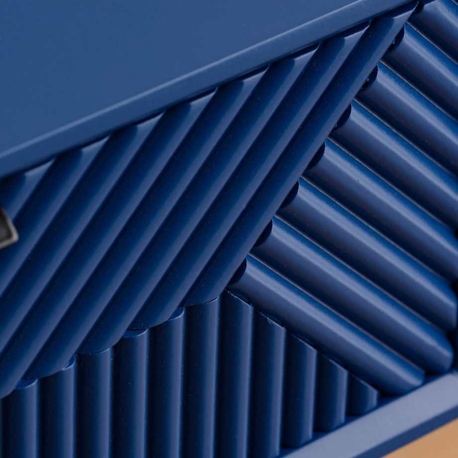 Ryflowana szafka nocna indygo