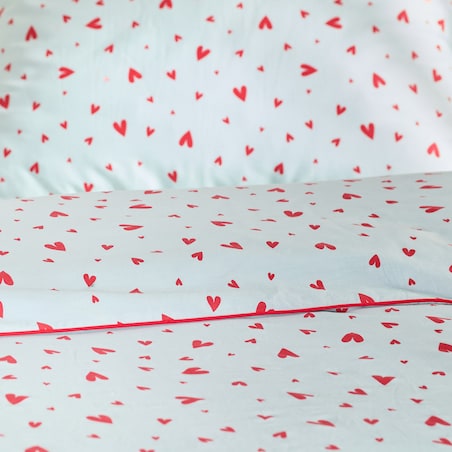 Pościel z bawełny satynowej z lamówką Malorina 140x200 cm z motywem serc