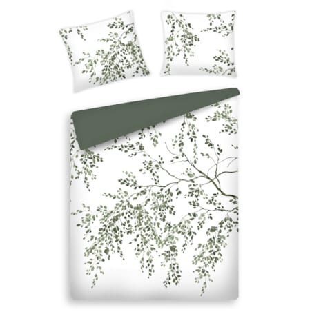 Pościel z bawełny satynowej Oliveria 160x200 cm z motywem liściastym