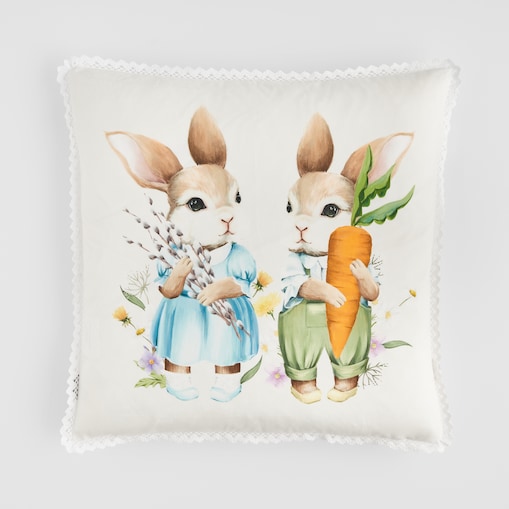 Poszewka z nadrukiem Emi 45x45 cm z motywem królika
