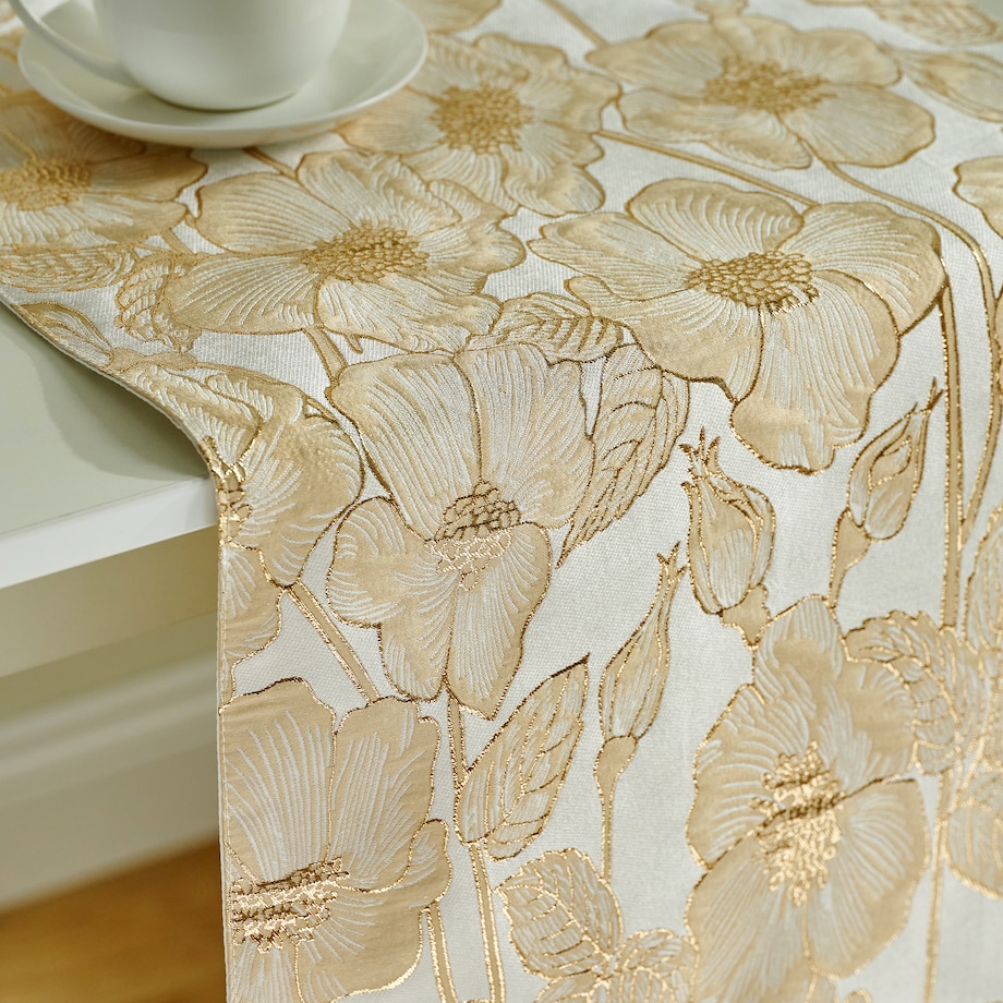 Bieżnik Żakardowy Makowka 40x180 cm z motywem kwiatowym