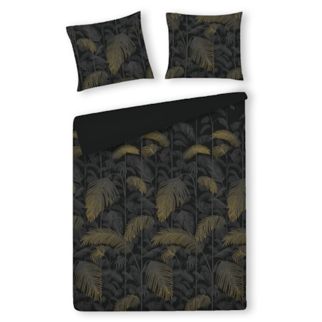 Pościel z bawełny satynowej Palmnight 160x200 cm z motywem roślinnym