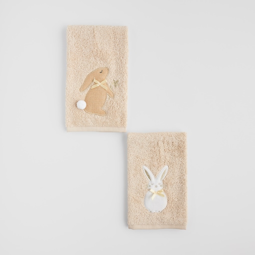 Komplet ręczników dekoracyjnych do twarzy lub rąk 2szt Bazinka 30x50 cm z motywem królika