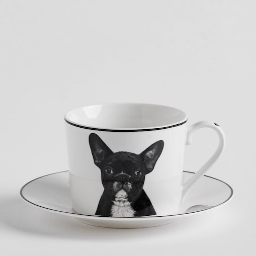 Filiżanka ze spodkiem z psem Frenchie