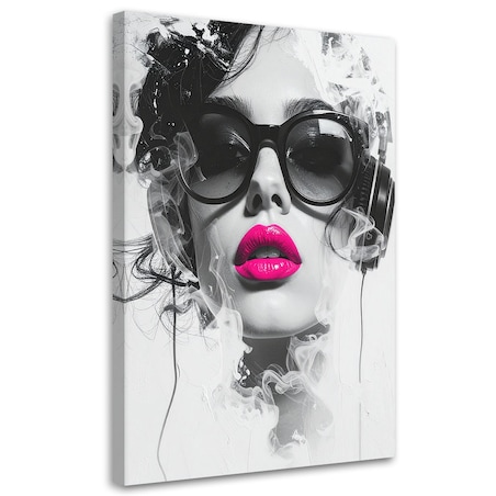 Obraz na płótnie do salonu sypialni, Kobieta Glamour Nowoczesny Portret Czarno Biały 20x30 cm