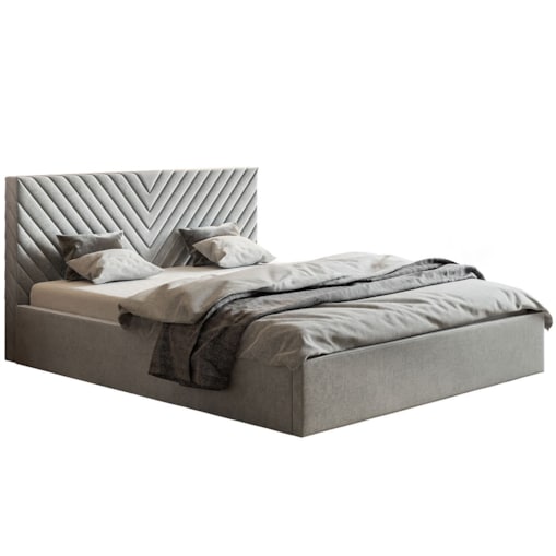 Łóżko tapicerowane 160x200 OLDO 8 do sypialni, z pojemnikiem- szare