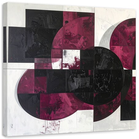 Obraz do salonu biura kuchni, Abstrakcyjne koła kształty kolor burgundowy