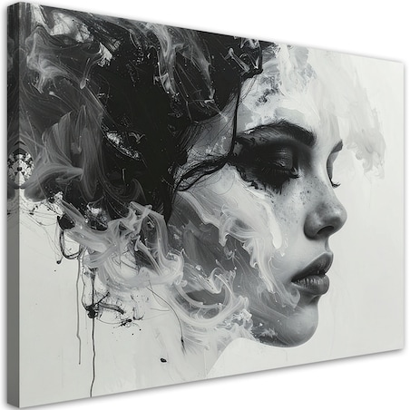 Nowoczesny obraz na płótnie canvas, Abstrakcyjny portret kobiety czarno-biały 60x40 cm