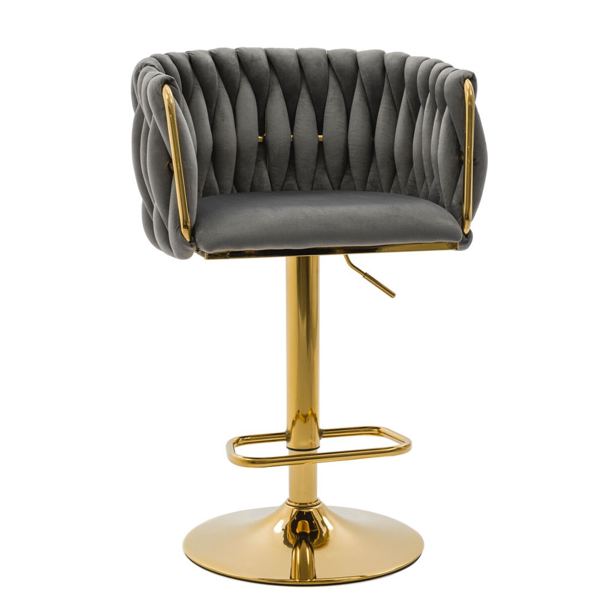 Hoker do kuchni krzesło regulowane do jadalni plecione oparcie ROSA GOLD