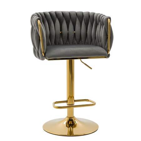 Hoker do kuchni krzesło regulowane do jadalni plecione oparcie ROSA GOLD