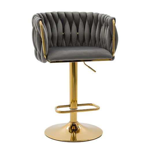 Hoker do kuchni krzesło regulowane do jadalni plecione oparcie ROSA GOLD