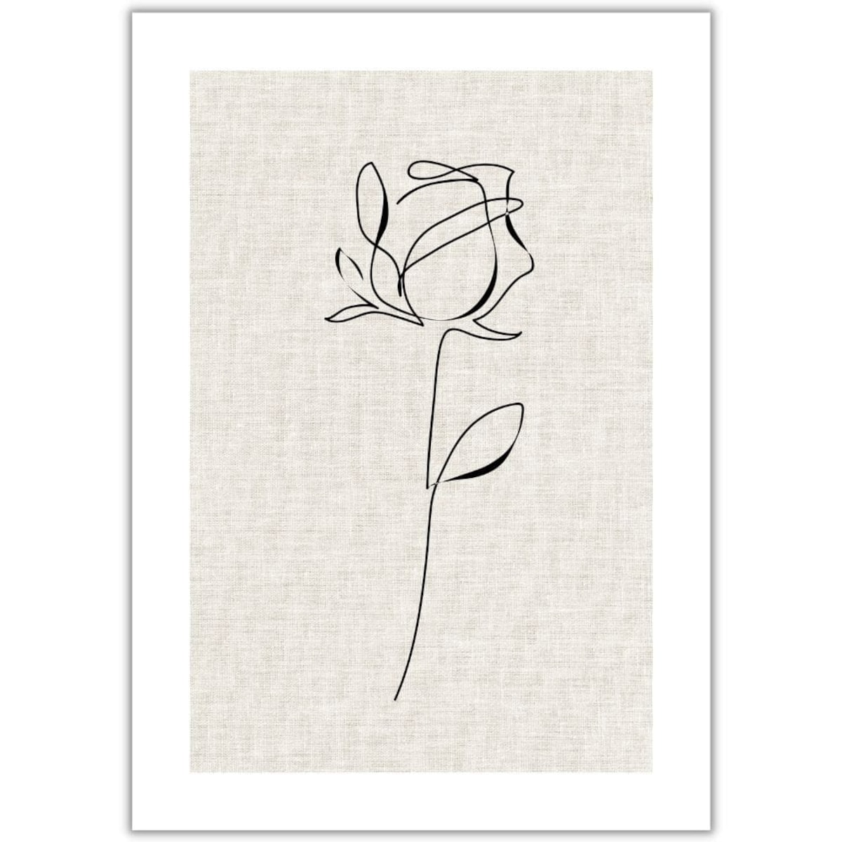 plakat line art róża len 30x40 cm