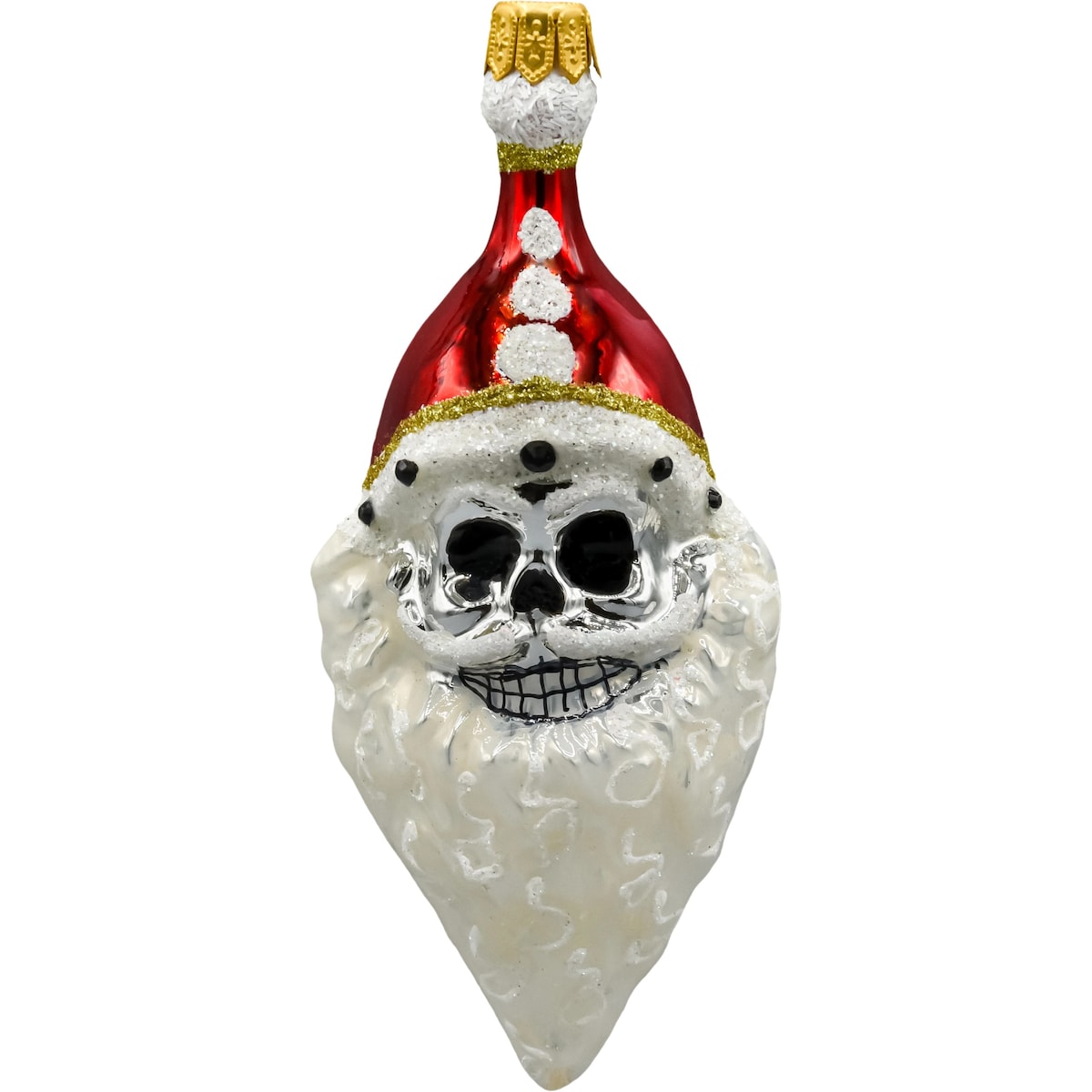 Bombka choinkowa: Czaszka Świętego Mikołaja: biała
