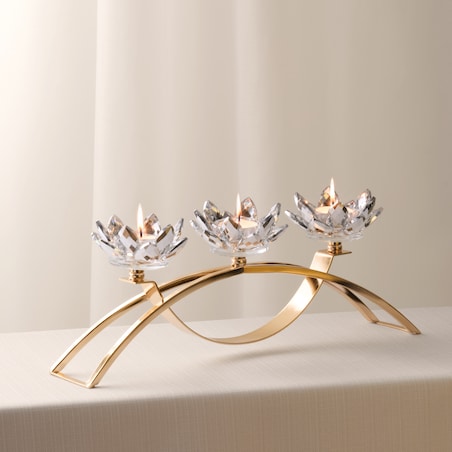 Świecznik potrójny Cristal shine trio z motywem kwiatowym