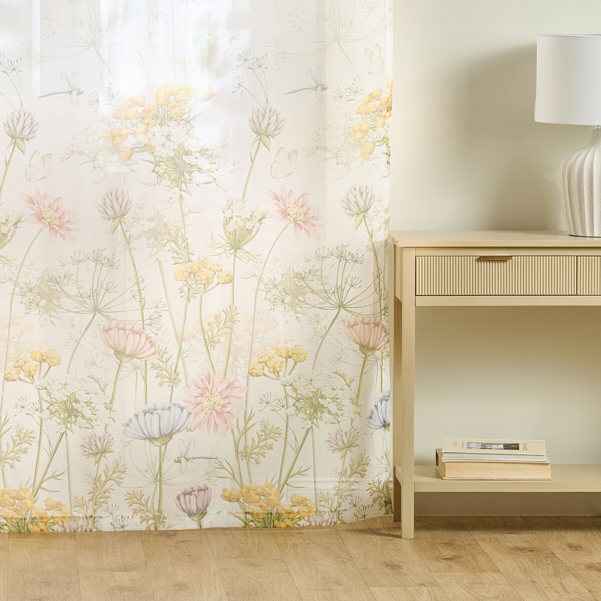 Firana Koperino 140x250 cm z motywem kwiatowym