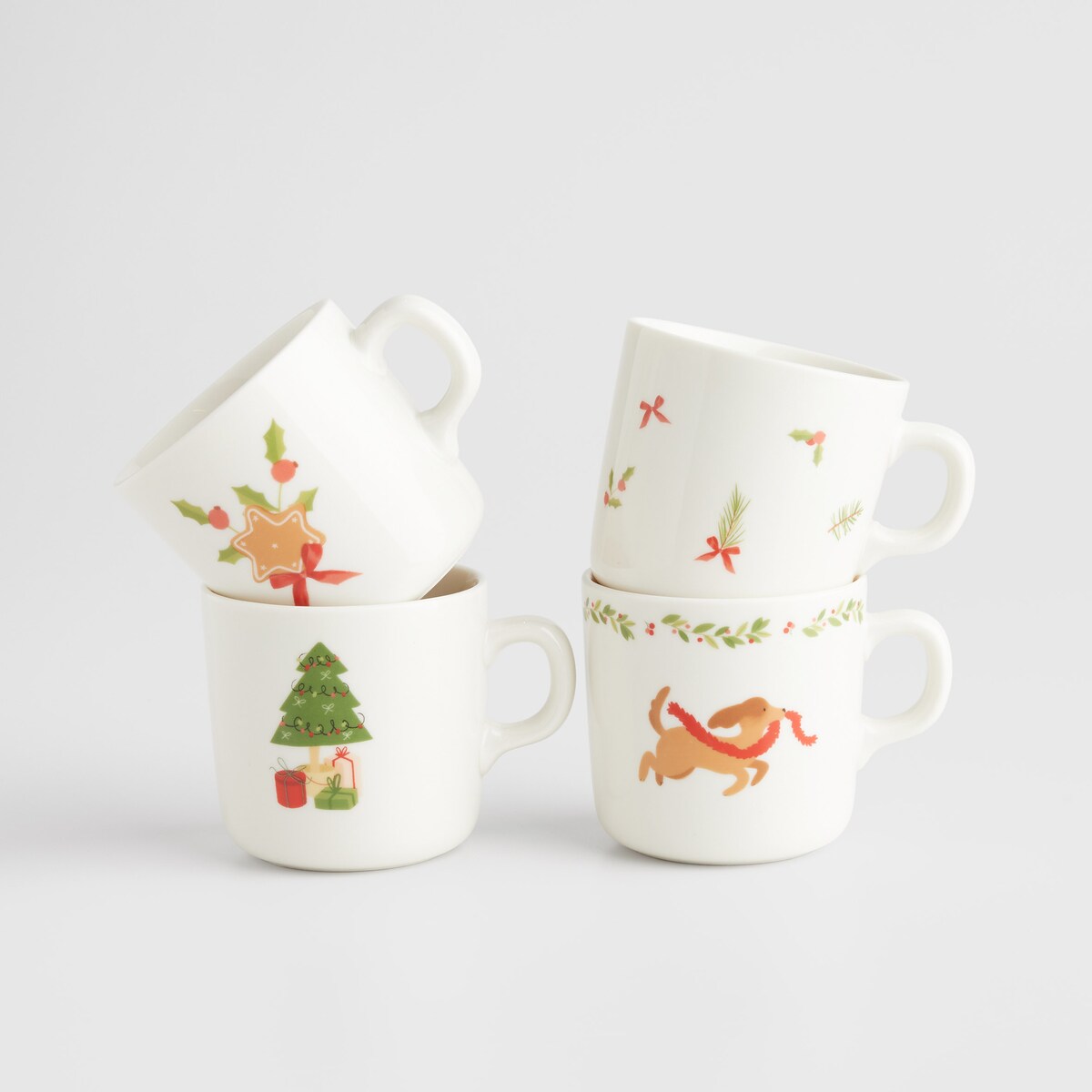 Komplet Kubków Ferini z motywem choinki