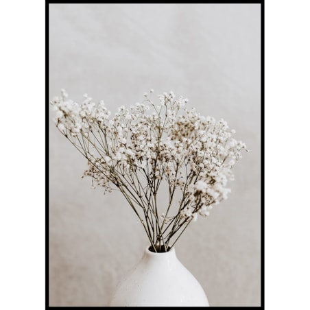 plakat białe suszone kwiaty 2 30x40 cm