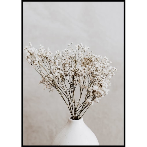 plakat białe suszone kwiaty 2 30x40 cm