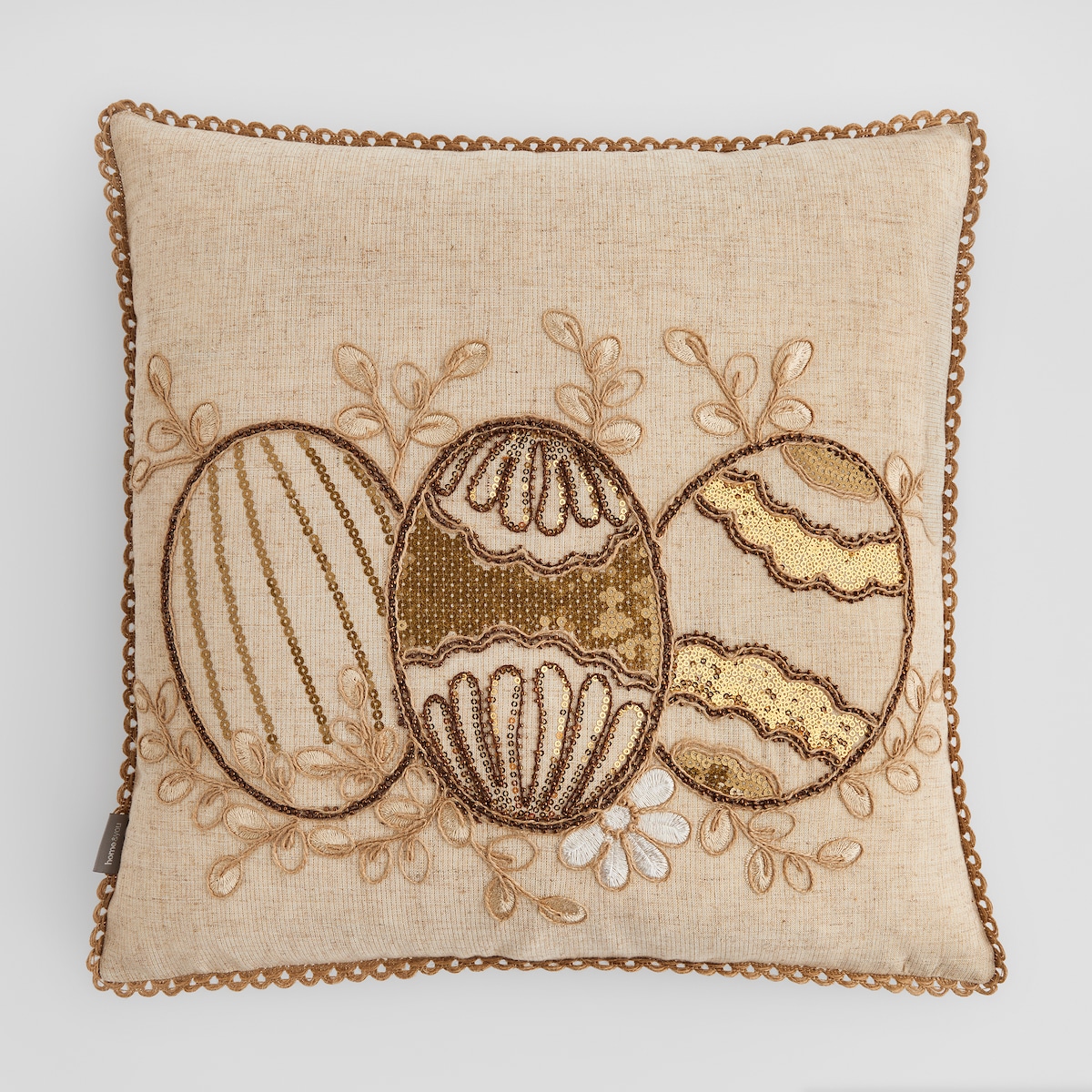 Poszewka Haftowana Oaken 45x45 cm z motywem jajka