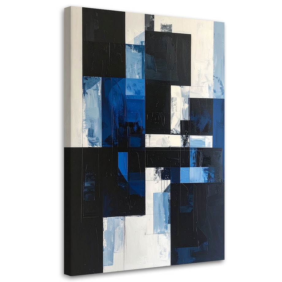 Obraz do salonu jadalni biura, Abstrakcja tekstura kształty czarno niebieski