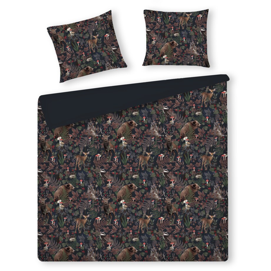 Pościel z bawełny satynowej Wildes 200x220 cm z motywem zwierząt leśnych