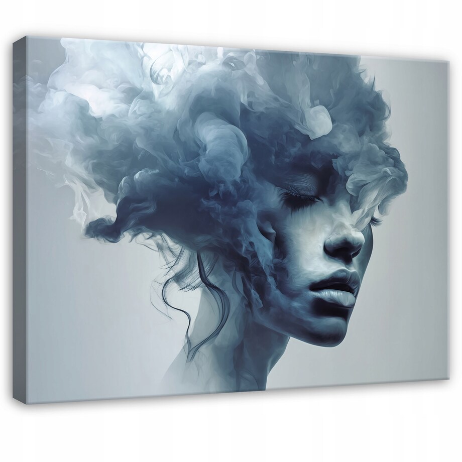 Obraz Do Sypialni Salonu Na Płótnie Kobieta Abstrakcja Niebieski