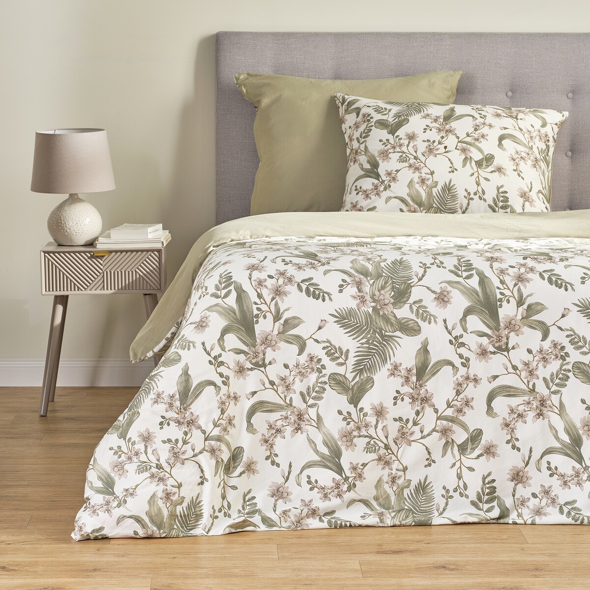 Pościel z bawełny satynowej Mirahob 200x220 cm z motywem roślinnym