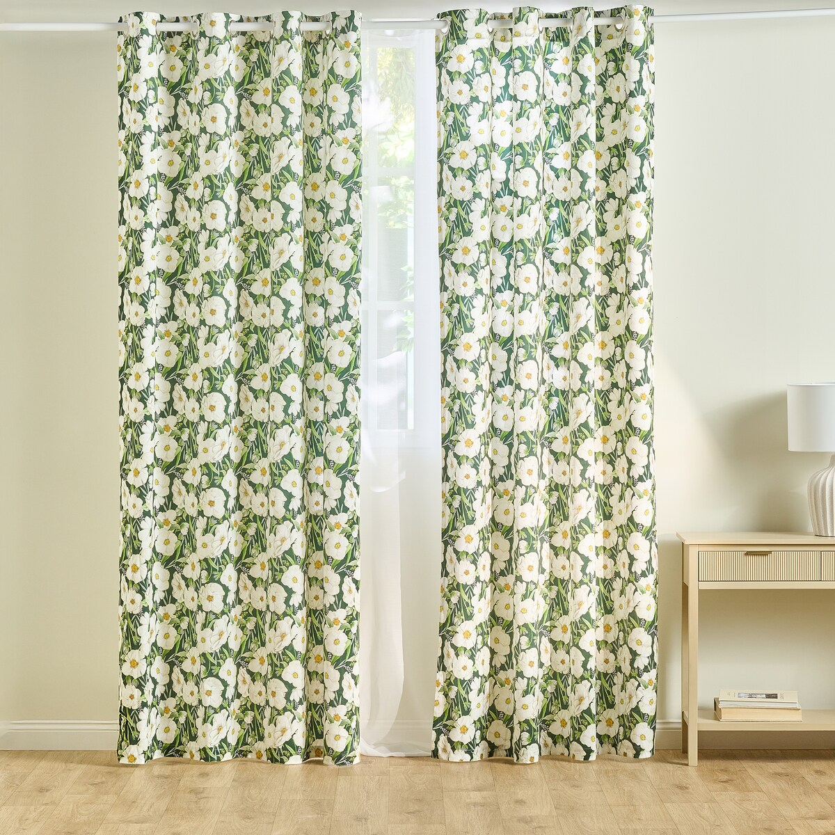 Zasłona z nadrukiem Emeris 140x250 cm z motywem kwiatowym