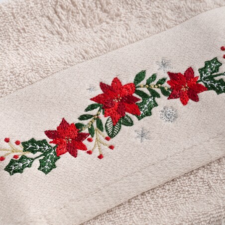 Komplet ręczników dekoracyjnych do twarzy lub rąk 2szt Poinsetia 30x50 cm z motywem gwiazdy betlejemskiej