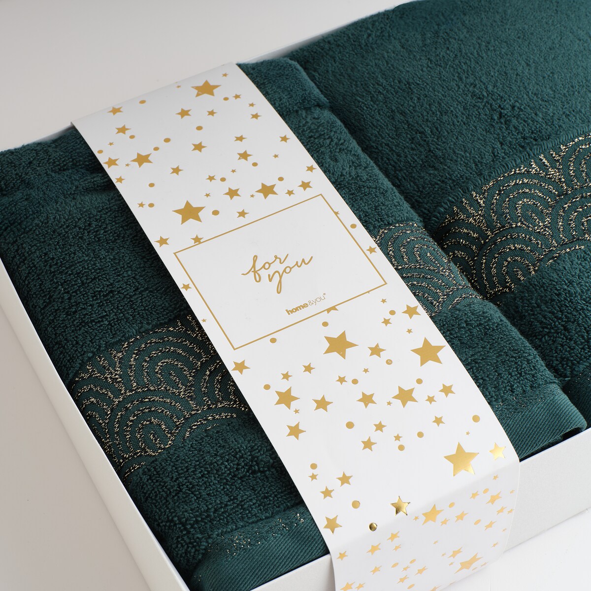 Prezentowy zestaw ręczników dekoracyjnych Rapello 2* 70x130 cm z motywem geometrycznym