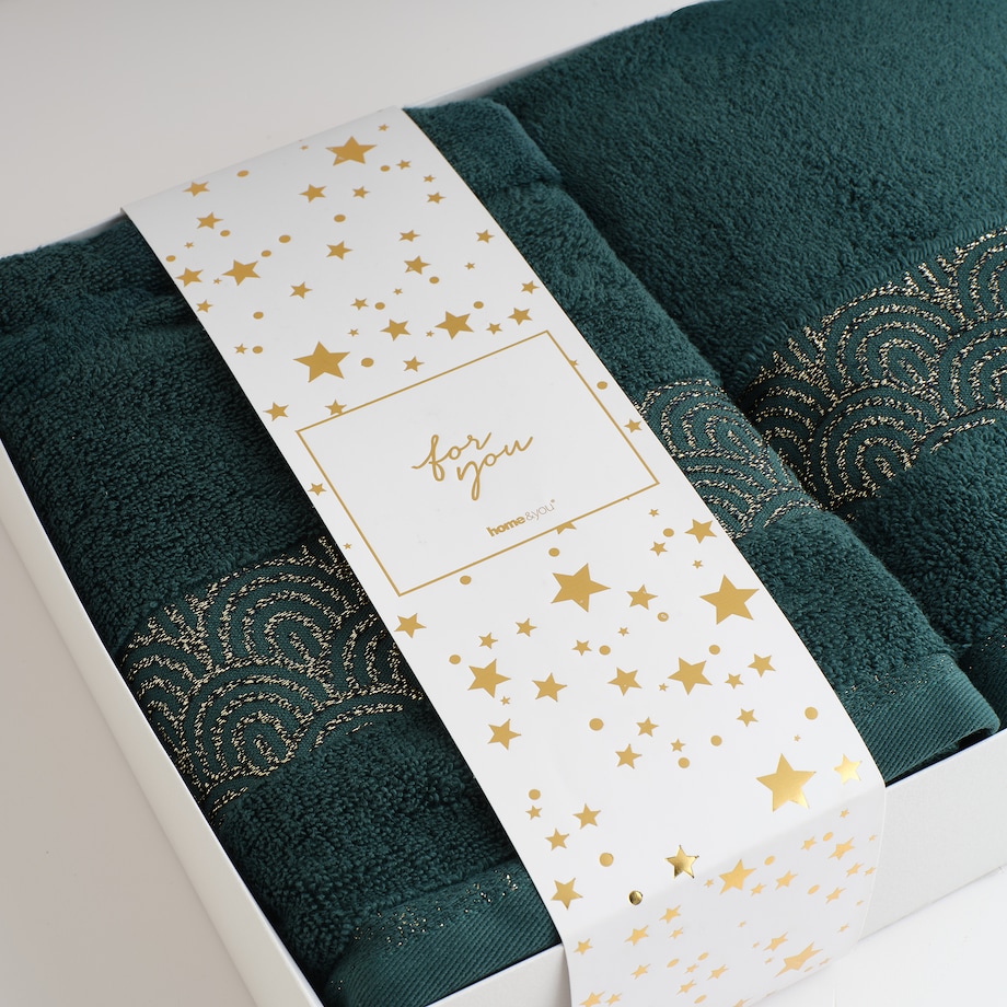 Prezentowy zestaw ręczników dekoracyjnych Rapello 2* 70x130 cm z motywem geometrycznym