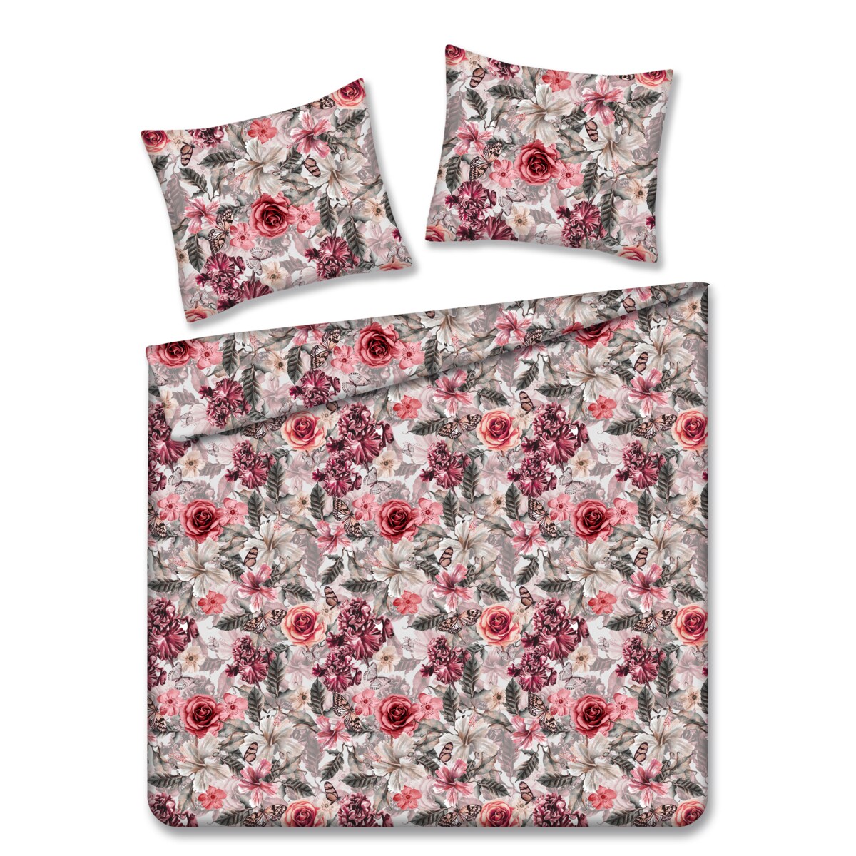 Pościel z bawełny satynowej Velmira 200x220 cm z motywem roślinnym