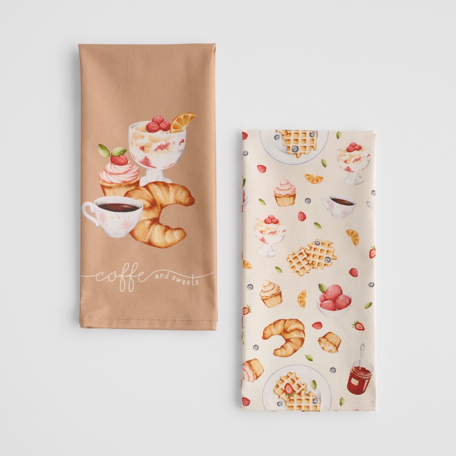 Komplet Ścierek Brunchery 45x65 cm z motywem kulinarnym