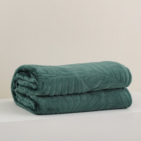 Jednokolorowy koc z wytłoczonym wzorem Leafline 150x200 cm