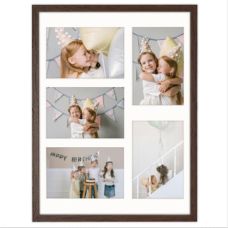 Ramka na 5 zdjęć 10x15 cm brązowa foto galeria multirama 30x40 cm FRAMAI