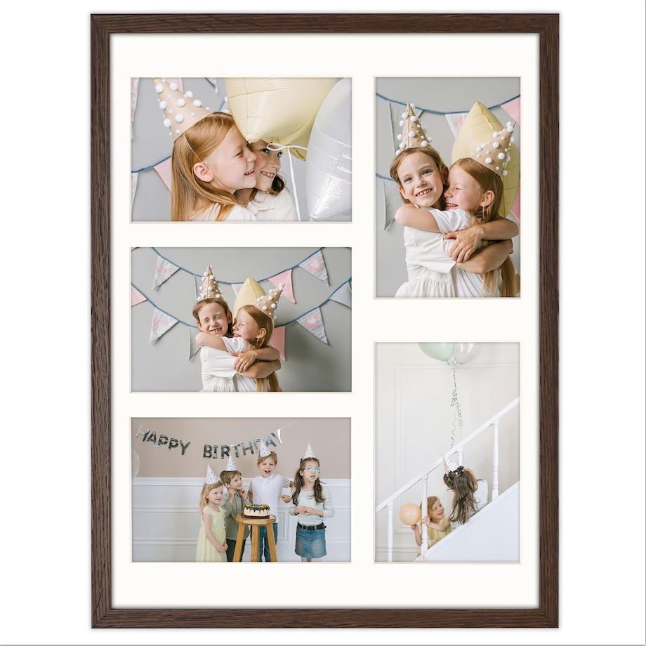 Ramka na 5 zdjęć 10x15 cm brązowa foto galeria multirama 30x40 cm FRAMAI