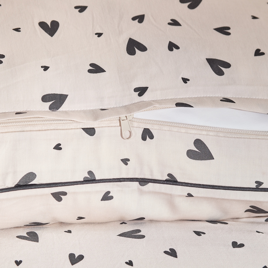 Pościel z bawełny satynowej z lamówką Malorina 160x200 cm z motywem serc