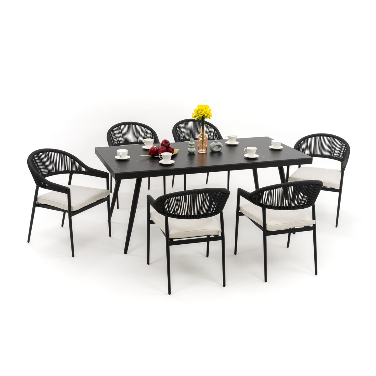 Zestaw mebli ogrodowych aluminiowe nowoczesne BELIZE czarno beżowe