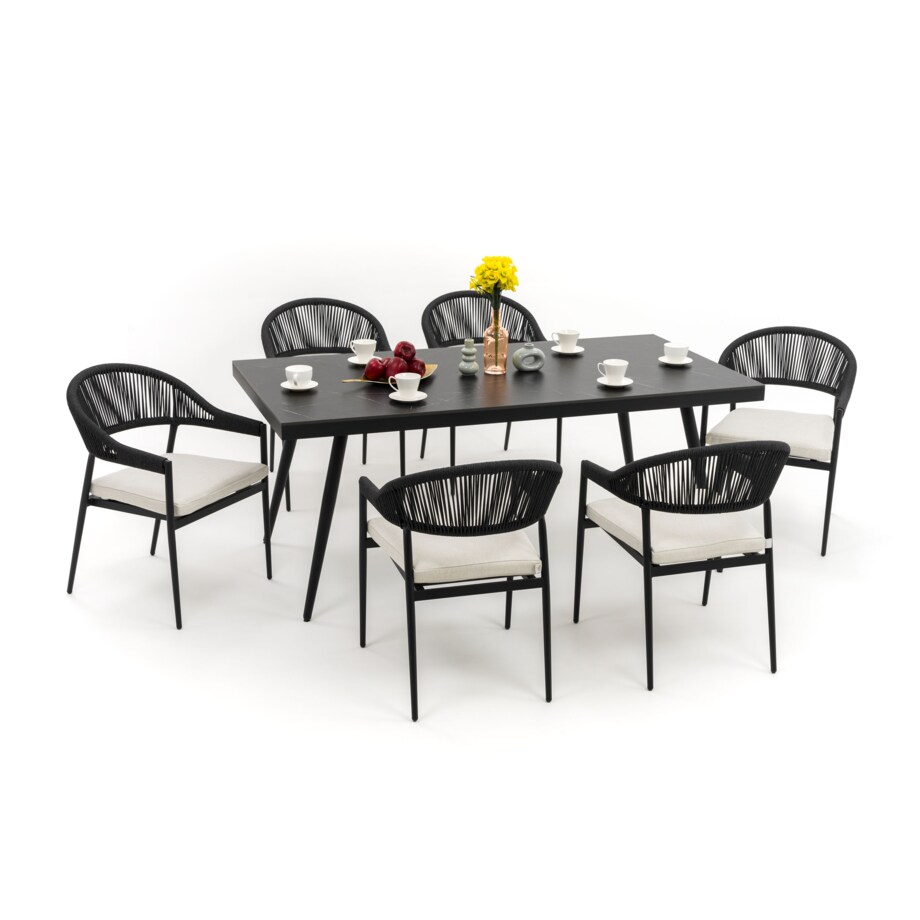 Zestaw mebli ogrodowych aluminiowe nowoczesne BELIZE czarno beżowe