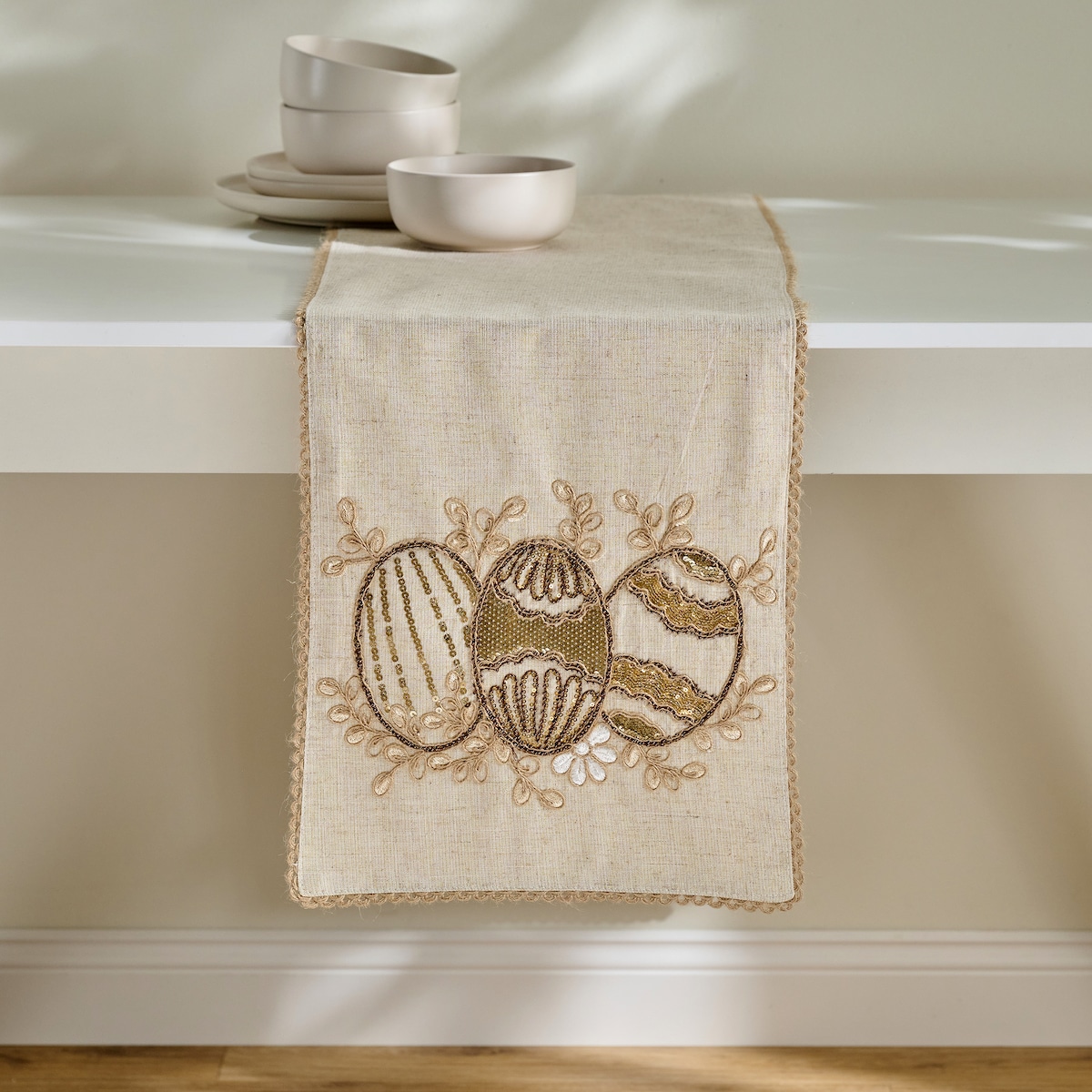 Bieżnik Haftowany Oaken 35x180 cm z motywem jajka